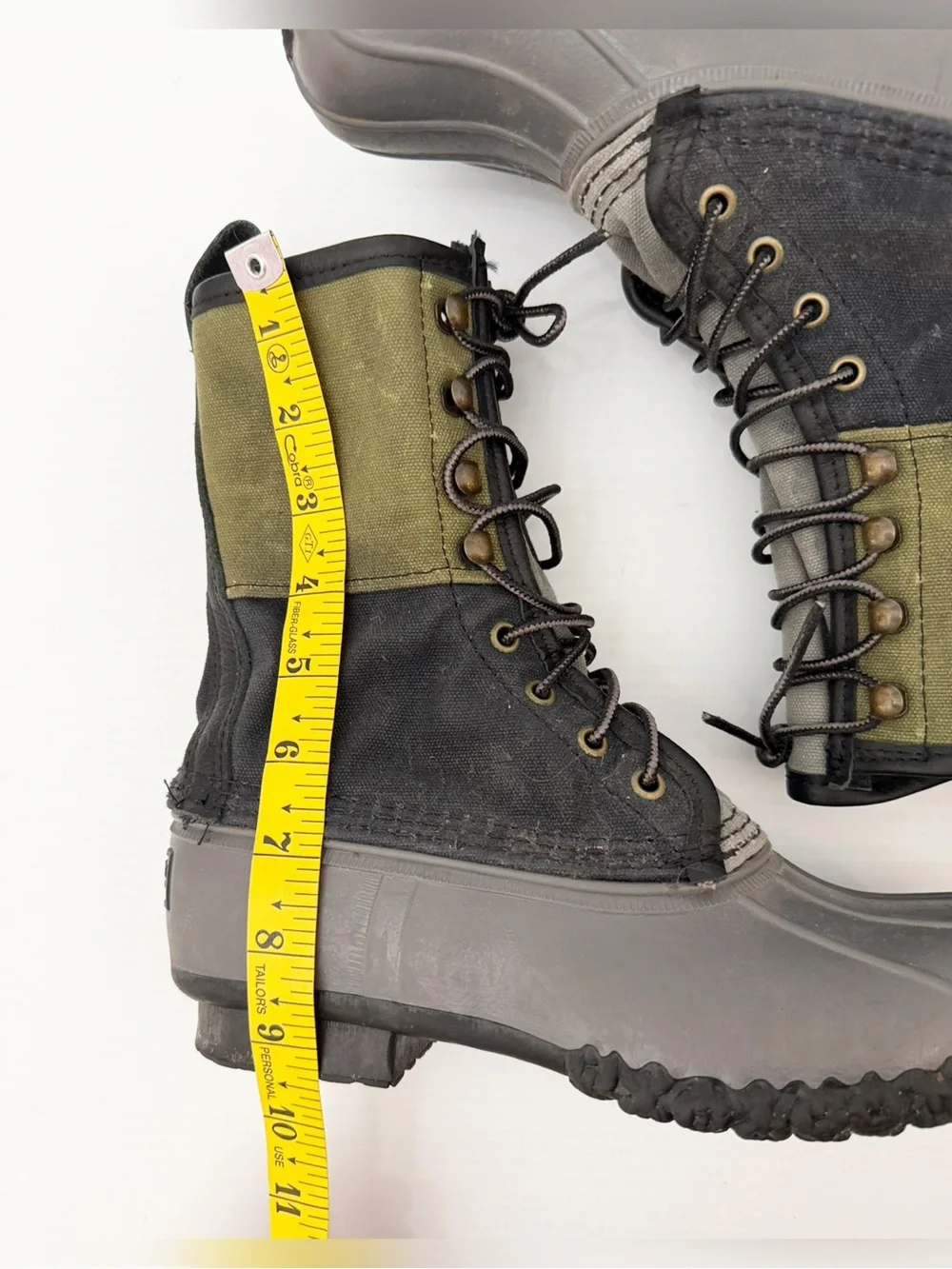 LL Bean Boots Duck Boots Waxed Canvas And Rubber Lace Up Boots - 7
